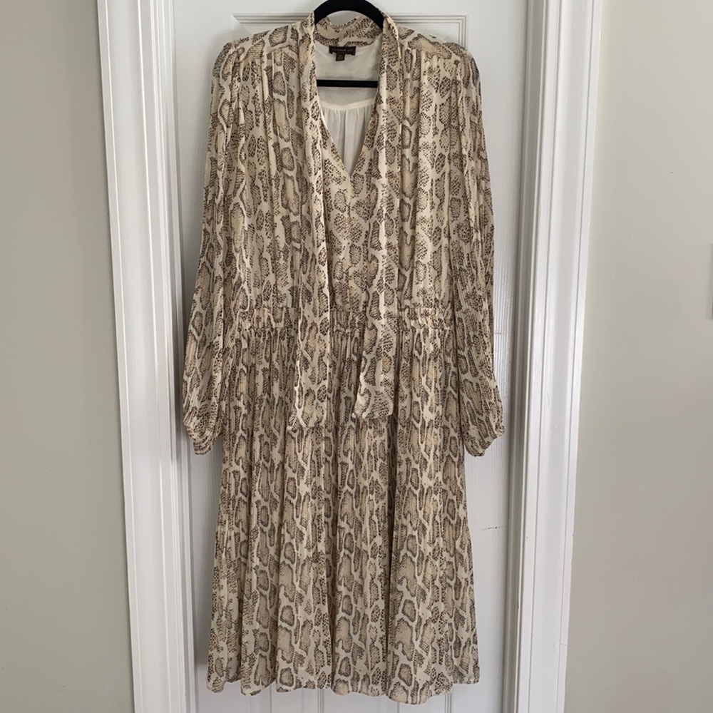Anthropologie Current Air Snake Print Tan Dress